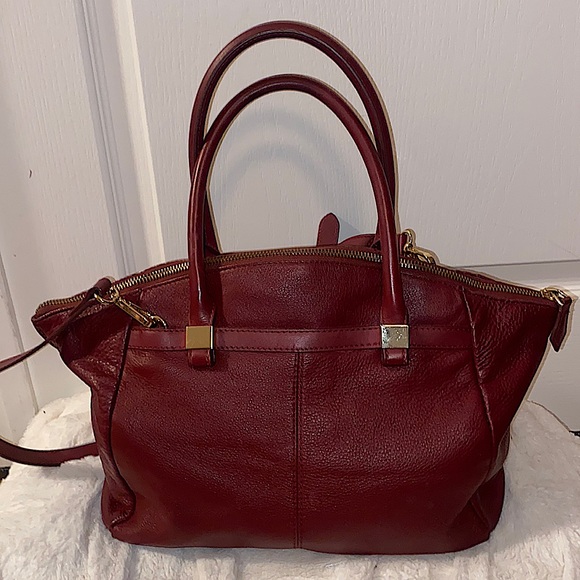 Vince Camuto Burgundy Quilted Darcey Satchel - Picture 4 of 6